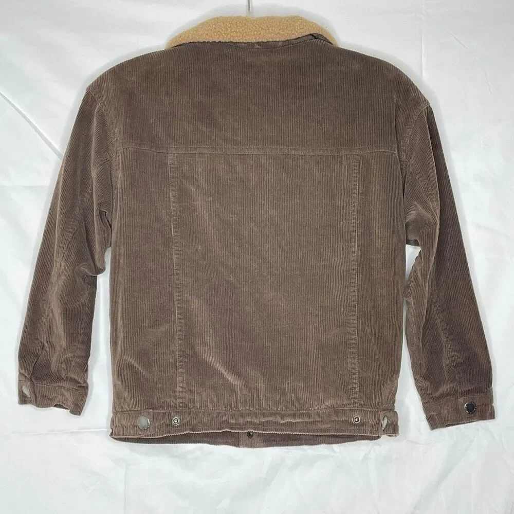 Cotton On Jamie Jacket Brown Corduroy Sherpa Lined Unisex Little Boys Size 9/10